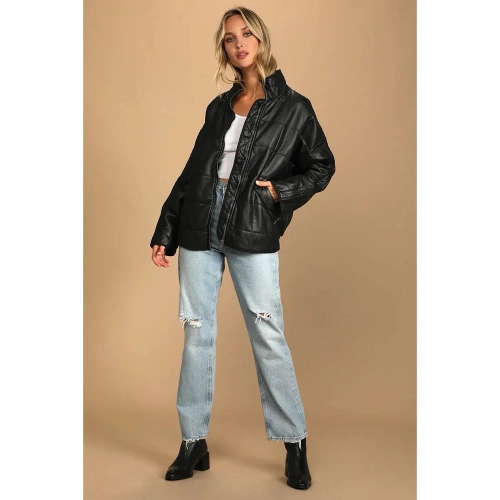 Free People Dolman Quilted Vegan Leather Jacket - Picture 2 of 6